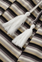 Load image into Gallery viewer, Black Stripe Rainbow Tee Tasseled String Wide Leg Pants Set