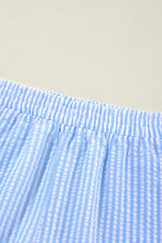 Load image into Gallery viewer, Sky Blue Stripe V Neck Bowknot Crop Tank and Shorts Set