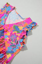 Cargar imagen en el visor de la galería, Rose Red Boho Pattern Print Flounce V Neck Tank Top