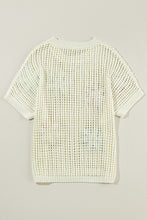 Load image into Gallery viewer, White Crochet Flower Hollow-out Sweater T Shirt