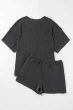 Load image into Gallery viewer, Carbon Grey Ribbed Textured Knit Loose Fit Tee and Shorts Set