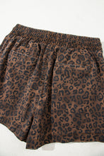 Load image into Gallery viewer, Brown Leopard Print Elastic Waist Drawstring Denim Skort