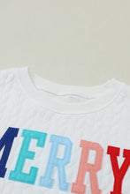 Cargar imagen en el visor de la galería, White LOVE Chenille Embroidered Cable Knit Pullover Sweatshirt