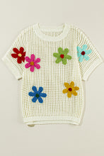 Load image into Gallery viewer, White Crochet Flower Hollow-out Sweater T Shirt