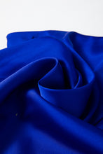 Load image into Gallery viewer, Dark Blue Asymmetric One Shoulder Bell Sleeve Satin Blouse