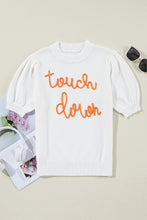 Load image into Gallery viewer, White Touchdown Tinsel Puff Short Sleeve Crew Neck Sweater