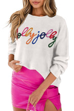 Load image into Gallery viewer, Black Holly Jolly Round Neck Casual Sweater