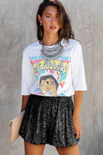 Cargar imagen en el visor de la galería, Black Sequin Straight Leg High Waist Casual Shorts