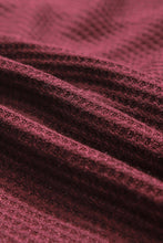 Cargar imagen en el visor de la galería, Burgundy Sequin Patchwork Sleeve Open Back Waffle Knit Top