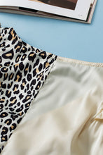 Load image into Gallery viewer, Apricot Half Leopard Patchwork Ruffle Sleeve Blouse
