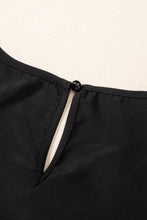 Load image into Gallery viewer, Black Contrast Applique Mesh Half Sleeve Blouse