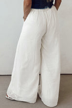 Load image into Gallery viewer, White Solid Drop Waist Pleated Wide Leg Casual Pants