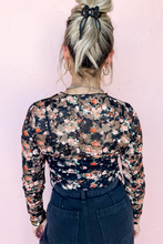Load image into Gallery viewer, Black Floral Mesh Sheer Long Sleeve Top