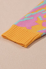 Load image into Gallery viewer, Bright Pink Plus Size Leopard Ribbed Trim Sweater