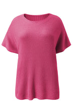 Load image into Gallery viewer, Rose Red Short Sleeve Side Slit Oversized Sweater