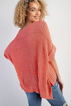 Load image into Gallery viewer, Fresh Salmon Rolled Cuffs Loose Knit Tee with Slits