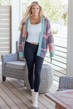 Load image into Gallery viewer, Multicolour Color Block Striped Side Slit Open Front Cardigan