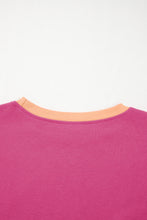 Cargar imagen en el visor de la galería, Rose Red Color Contrast Loose Pullover and Lace-up Waist Skort Set