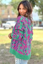 Cargar imagen en el visor de la galería, Green Abstract Print Ribbed Trim Baggy Sweater