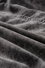 Load image into Gallery viewer, Medium Grey Mineral Wash Ruffled Short Sleeve Buttoned Denim Dress