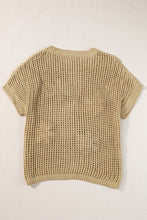 Load image into Gallery viewer, Light French Beige Crochet Flower Hollow-out Sweater T Shirt