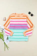 Load image into Gallery viewer, Multicolour Gradient Striped Ribbed Edge Loose Sweater