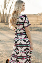 Load image into Gallery viewer, Beige Western Aztec Printed Long T-shirt Dress