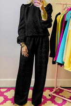 Load image into Gallery viewer, Black Textured Puff Sleeve Top and Pants Set