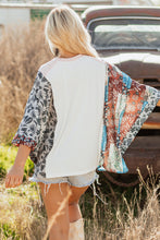 Load image into Gallery viewer, Multicolour Asymmetric Printed Patchwork Sleeve Peace Desert Graphic Top
