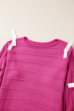 Load image into Gallery viewer, Hot Pink Bow Knot Cut Out Round Neck Loose Sweater