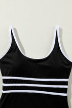 Load image into Gallery viewer, Black Contrast Trim Colorblock U Neck One Piece Swimwear