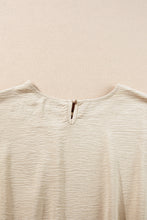 Load image into Gallery viewer, Beige Crinkled Elastic Hem Crop Tee and Wide Leg Pants Set