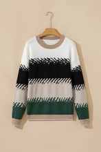Load image into Gallery viewer, Black Stylish Color Block Pattern Drop Shoulder Sweater