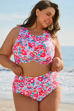 Cargar imagen en el visor de la galería, Rose Plus Size Floral Print Twisted High Waist Bikini Set