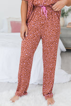 Load image into Gallery viewer, Brown Leopard Print Short Sleeve Shirt and Pants Pajamas Set