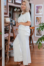 Load image into Gallery viewer, Beige Plus Size Textured Collared Top and Pants Set