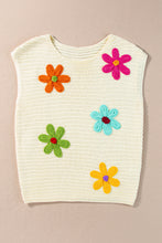 Cargar imagen en el visor de la galería, White Flower Crochet Round Neck Knitted Top