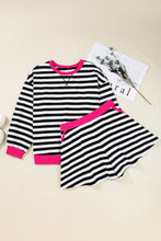 Load image into Gallery viewer, Black Stripe Color Block Edge Pullover and Shorts PLus Size Set
