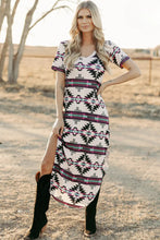Load image into Gallery viewer, Beige Western Aztec Printed Long T-shirt Dress