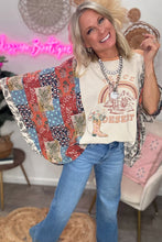 Load image into Gallery viewer, Multicolour Asymmetric Printed Patchwork Sleeve Peace Desert Graphic Top