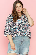 Load image into Gallery viewer, Brown Leopard Print V Neck Batwing Sleeve Plus Size Top