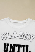 Load image into Gallery viewer, White CLASSY UNTIL KICKOFF Plush Letter Patched Loose Sweatshirt