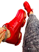 Cargar imagen en el visor de la galería, Red Clear Bubble Shoes Women's Patent Leather Sneakers