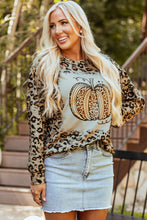 Load image into Gallery viewer, Brown Bleached Halloween Pumpkin Leopard Print Sweatshirt