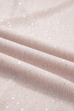 Load image into Gallery viewer, Light Pink V Neck Sequin Plisse Long Sleeve Blouse