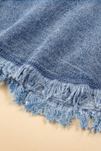 Load image into Gallery viewer, Blue Mineral Wash Cuffed Sleeve Frayed Hem Denim Dress