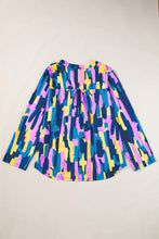 Load image into Gallery viewer, Blue Plus Size Brushstroke Print 3/4 Sleeve Blouse