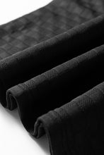 Load image into Gallery viewer, Black Plaid Textured Contrast Checkered Patchwork Long Sleeve Top