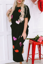 Load image into Gallery viewer, Black Sequin Heart Popping Graphic Textured 2pcs Outfit