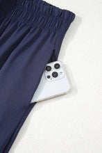 Load image into Gallery viewer, Navy Blue Raw Hem Loose Tee and Wide Leg Pants Set